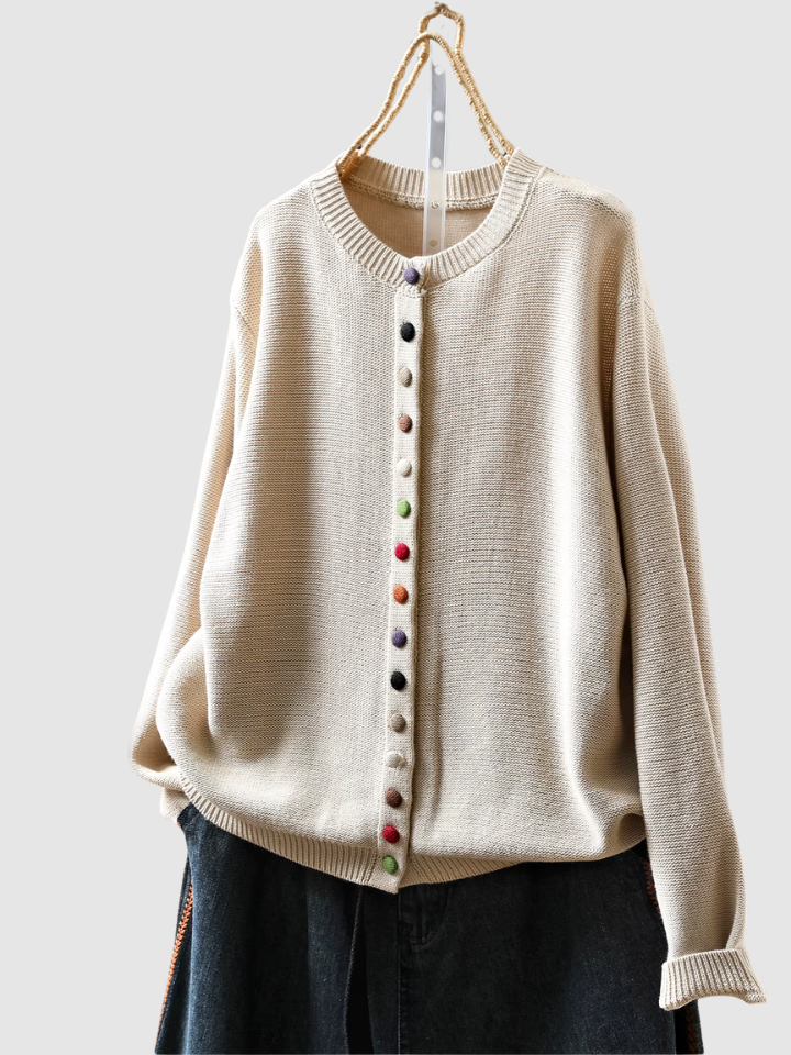 Tavitha | Women's Button-Front Knit Cardigan - Red - Image 2