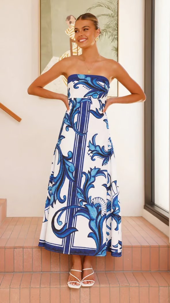 Tempest | Women's Strapless Printed Maxi Dress - Image 1