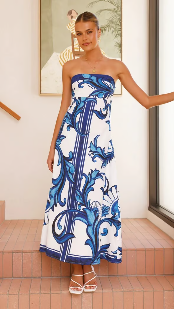 Tempest | Women's Strapless Printed Maxi Dress - Image 2