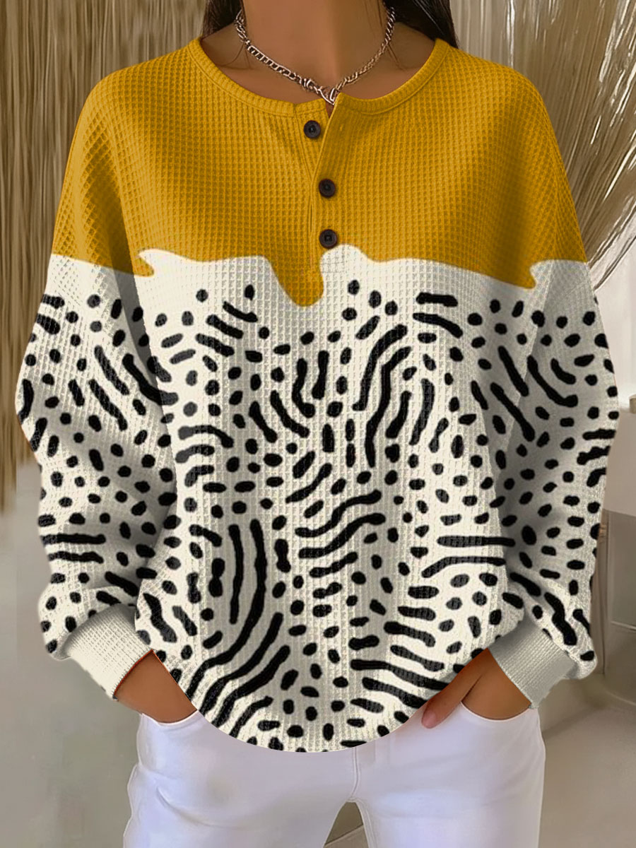 Tessa | Women's Printed Colorblock Long Sleeve Sweater - Image 1