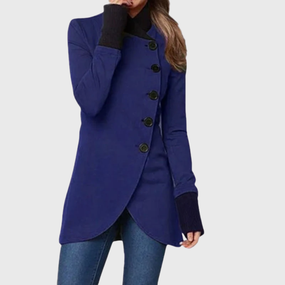 Thaddea | Women's Button Front Long Coat - Image 2
