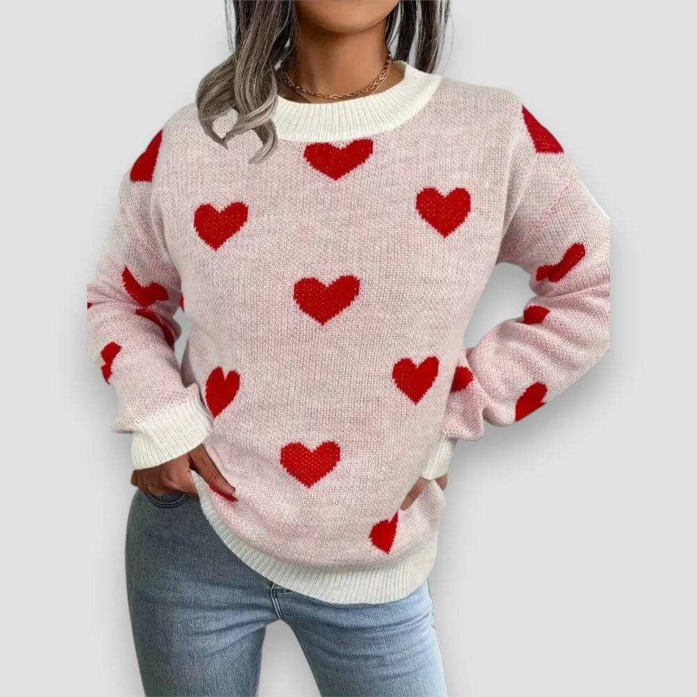 Thalassa | Women's Heart Print Long Sleeve Sweater - Image 3