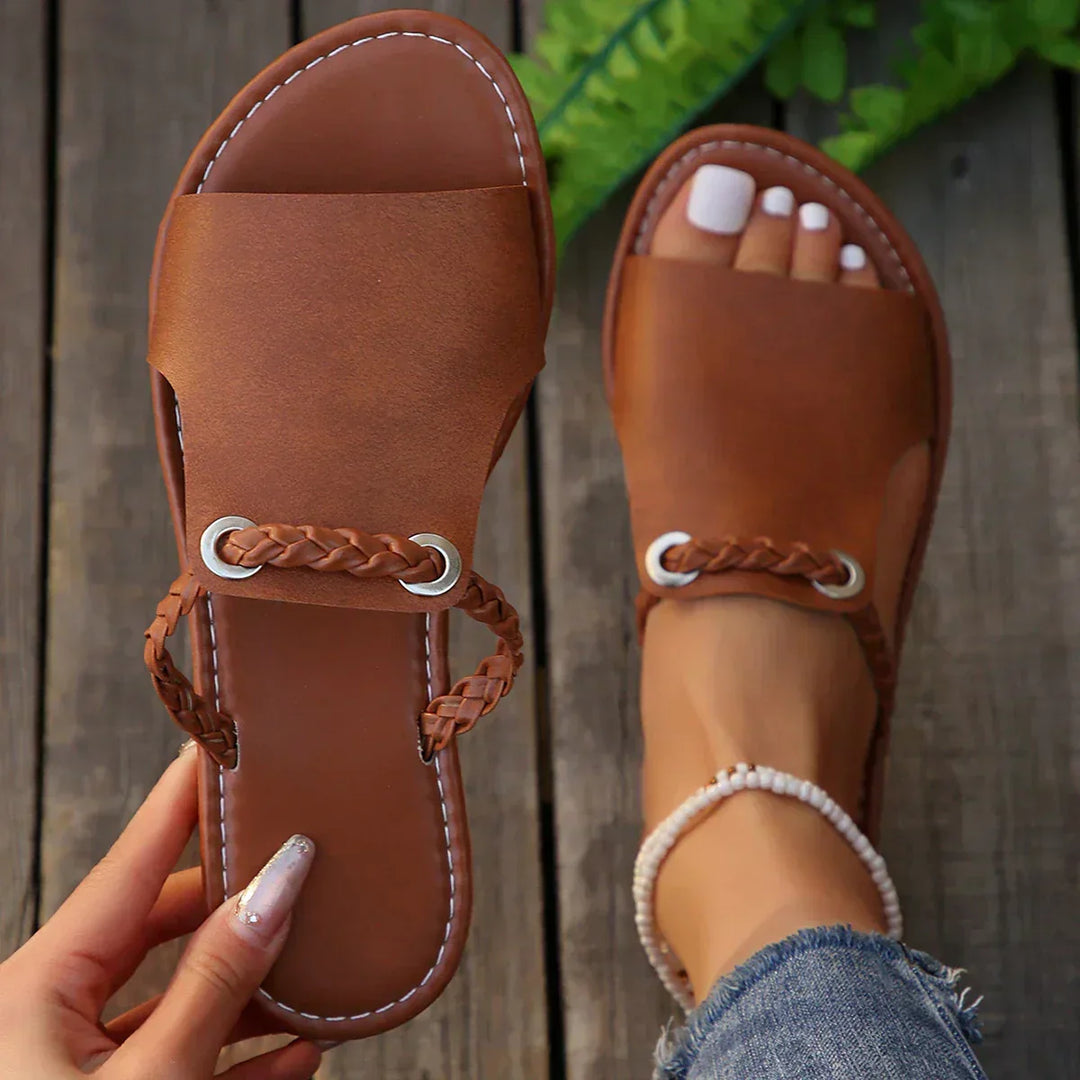 Thalia | Women's Braided Flat Sandals - Image 1