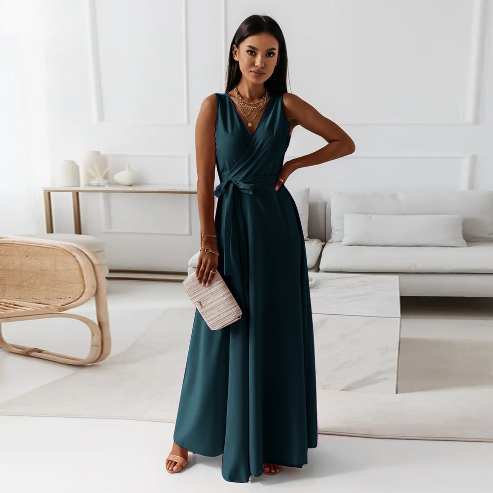 Thalia | Women's Sleeveless Wrap Maxi Dress - Light Pink - Image 2