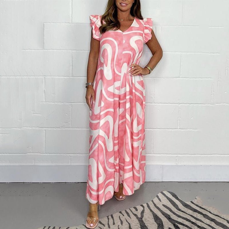 Thea | Women's Abstract Print Wide Leg Jumpsuit - Image 2