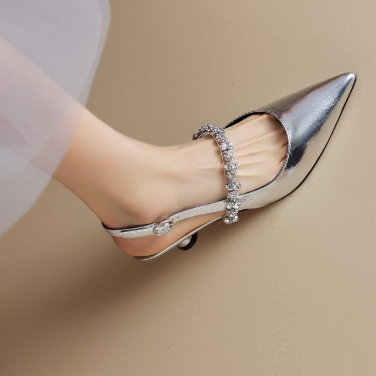 Thessadora | Women's Pointed Toe Slingback Heels - Image 1