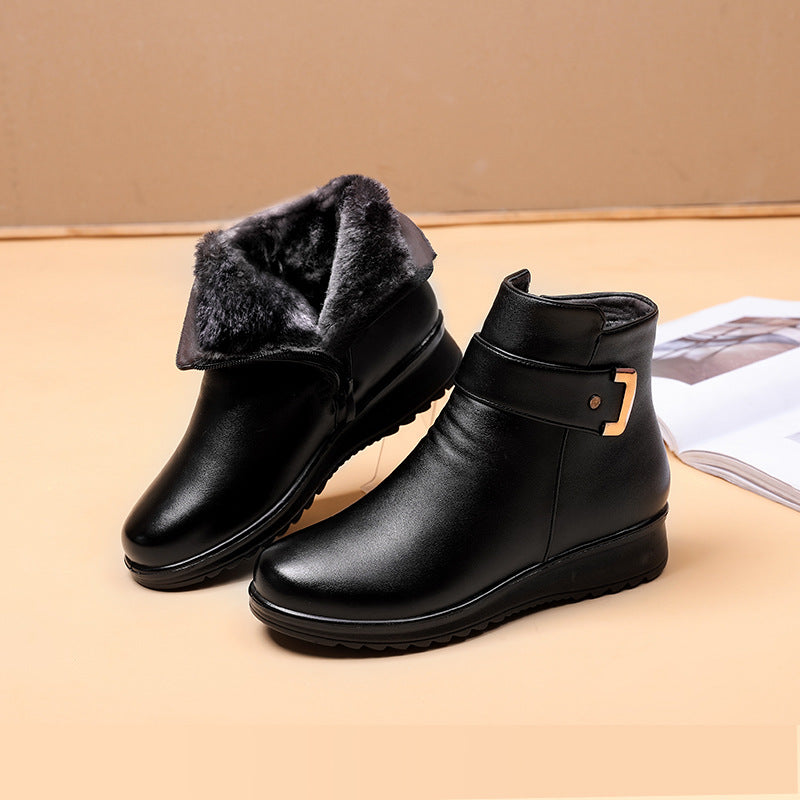 Thessalia | Women's Black Fur Lined Ankle Boot - Black - Image 1