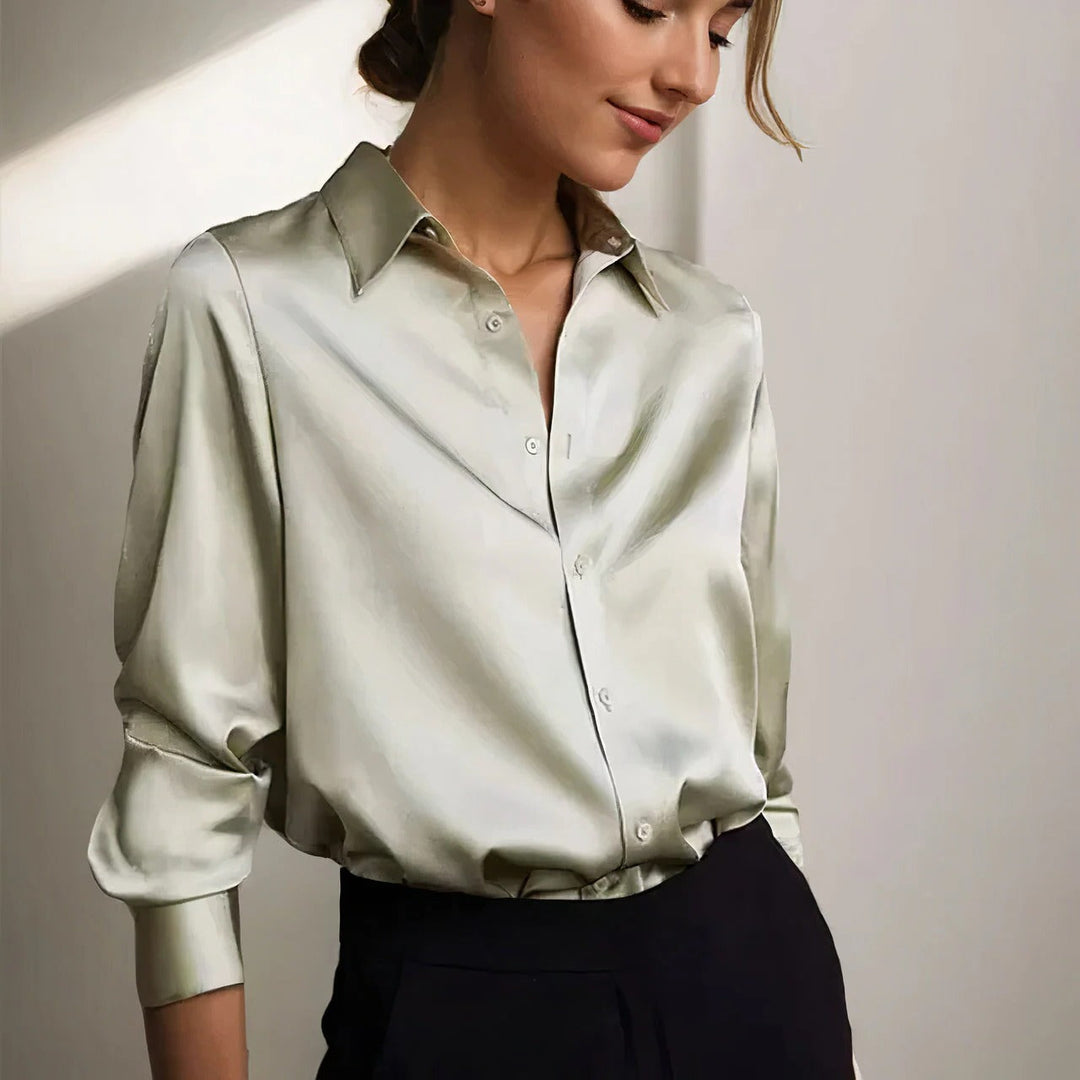 Thessaly | Women's Collared Long Sleeve Button Down Blouse - Image 1
