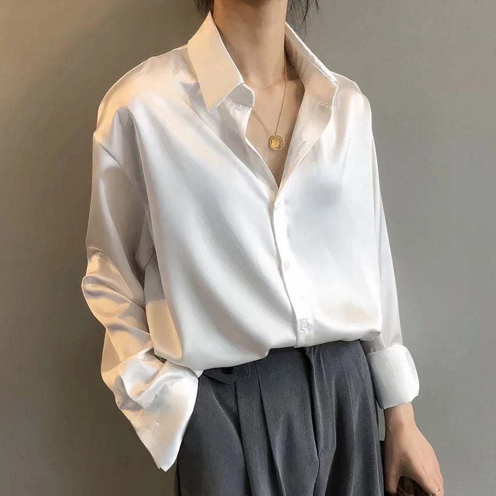 Thessaly | Women's Collared Long Sleeve Button Down Blouse - Image 2