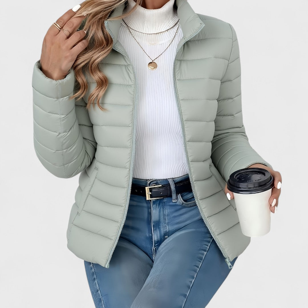 Thesswick | Women's Quilted Jacket Slim Fit Puffer - Sage - Image 1