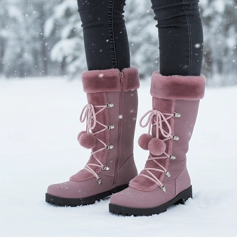Thesswren | Women's Knee-High Winter Boots - Black - Image 2