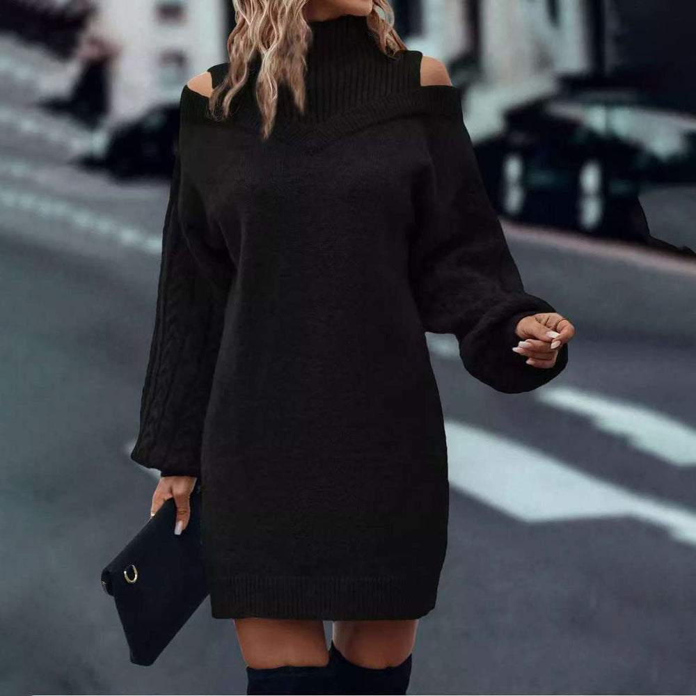 Threnelle | Women's Cold-Shoulder Jumper Dress - Green - Image 2