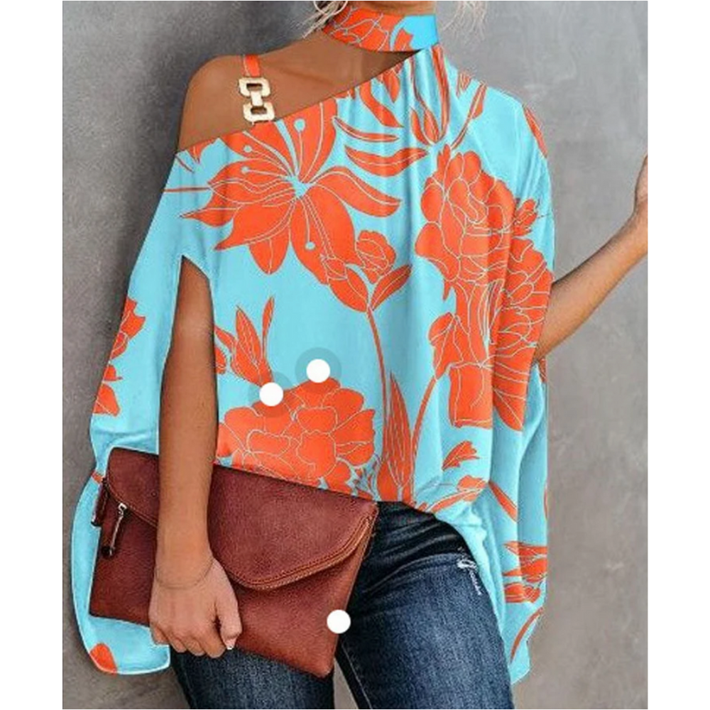 Tilda | Women's One Shoulder Geometric Print Tunic Top - Image 2