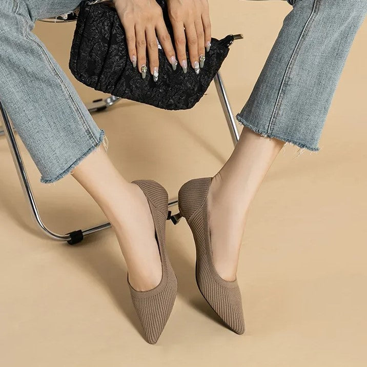 Tivona | Women's Pointed Toe Kitten Heel Pumps - Taupe - Image 2