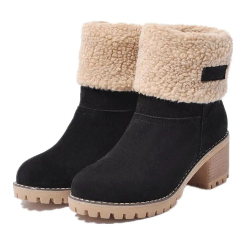 Tordis | Women's Chelsea Ankle Boots Sherpa Cuff - Black - Image 2