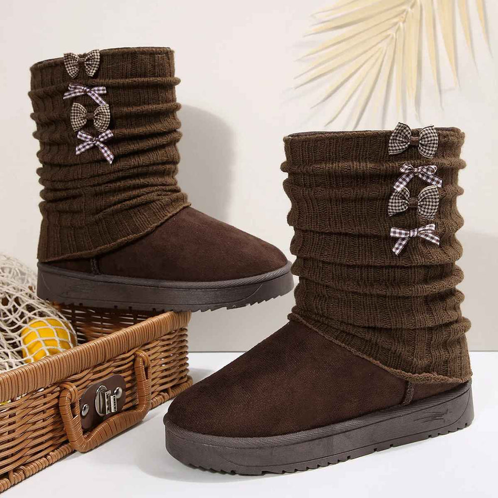 Trevenna | Women's Knit Cuff Winter Boots - Dark Brown - Image 2
