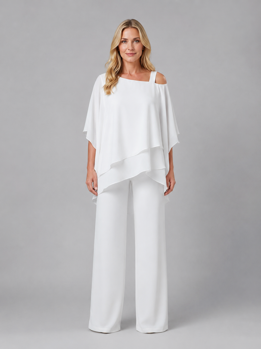 Valdene | Women's Knit Lounge Set Two-Piece Co-Ord - White - Image 1