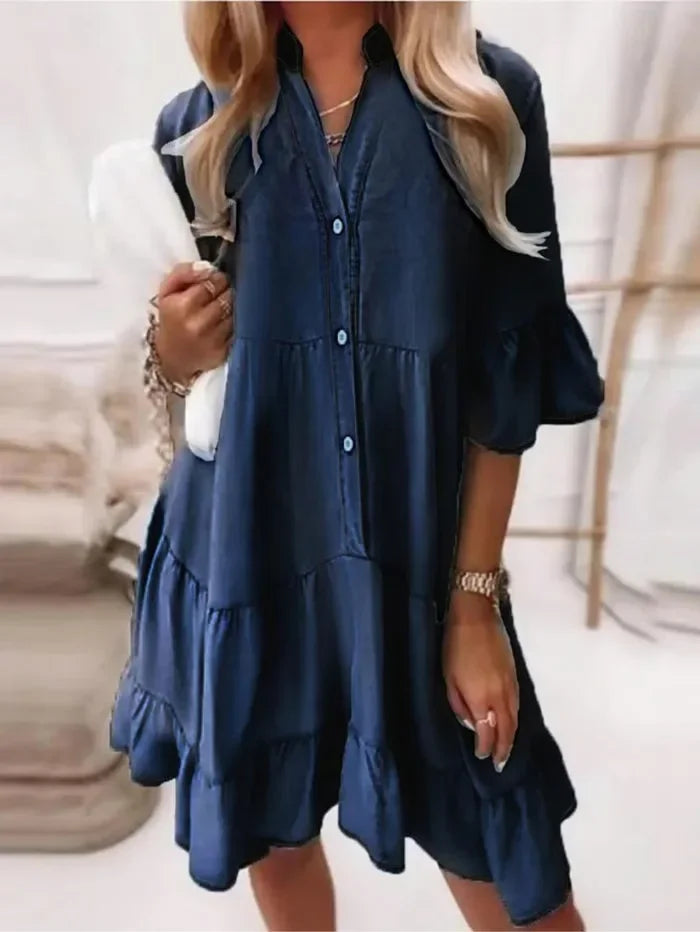 Valentina | Women's Bell Sleeve Tiered Ruffle Mini Dress - Image 2