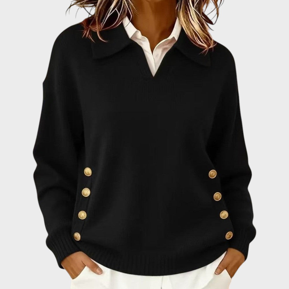 Velwyn | Women's Chunky Cable Knit Jumper - Brown - Image 2
