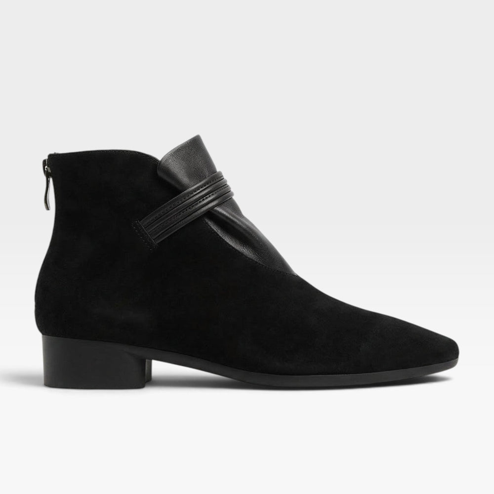 Veradne | Women's Suede Ankle Boot Block Heel - Dark Brown - Image 2