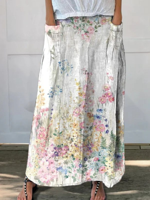 Veridiana | Women's Floral Maxi Skirt - Floral - Image 1