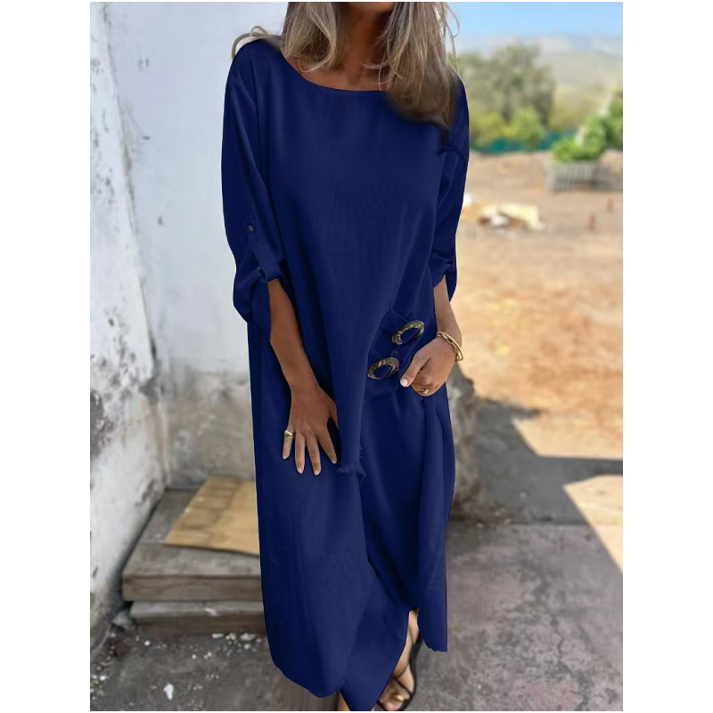 Veridiana | Women's Long Sleeve Round Neck Maxi Dress - Image 1