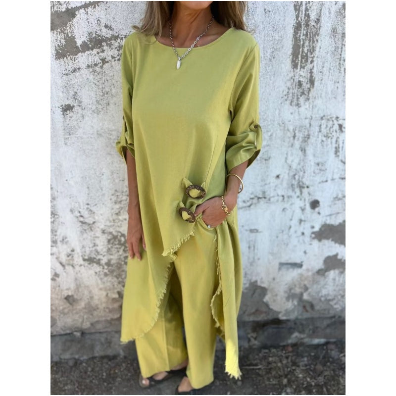 Veridiana | Women's Long Sleeve Round Neck Maxi Dress - Image 2