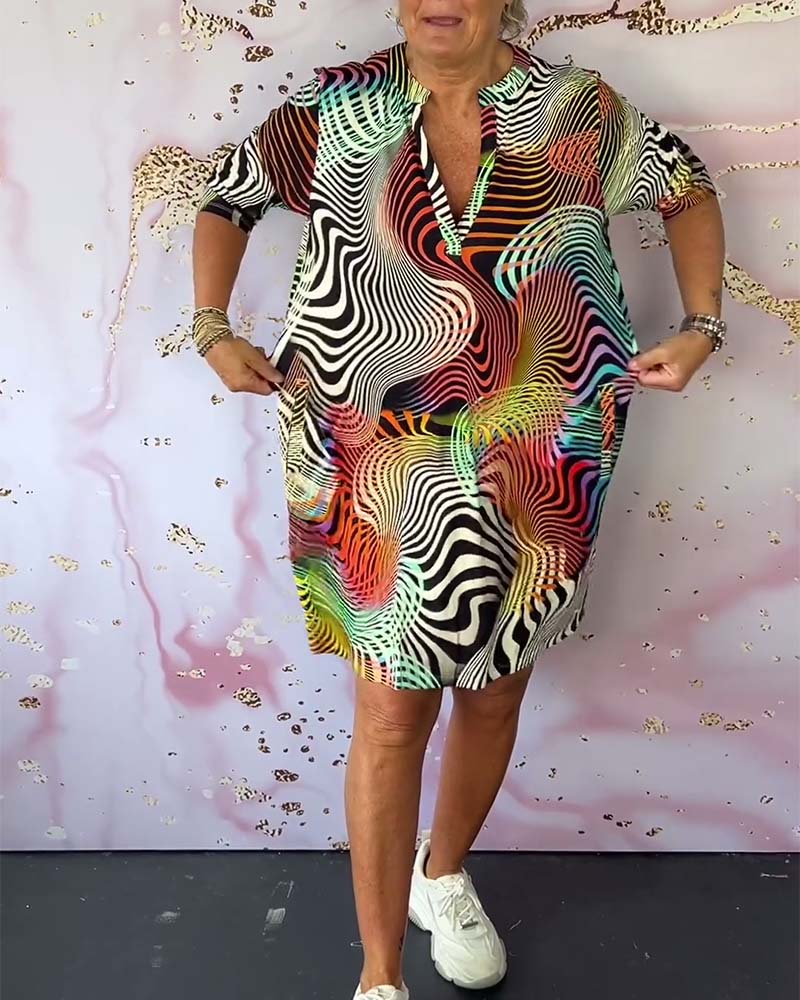 Veronica | Women's V-Neck Short Sleeve Mini Dress - Image 2