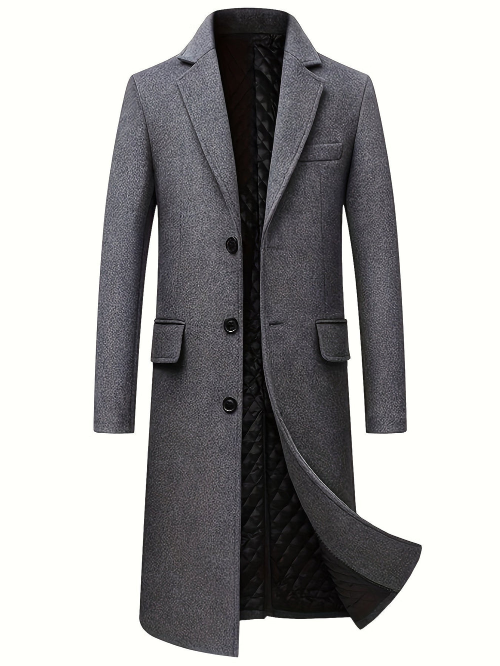 Vespelle | Women's Wool Wrap Coat Long Overcoat - Dark Grey - Image 2