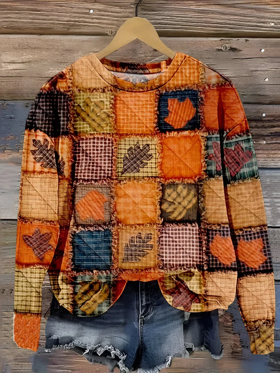 Vesperal | Women's Autumn Patchwork Print Jumper - Image 1