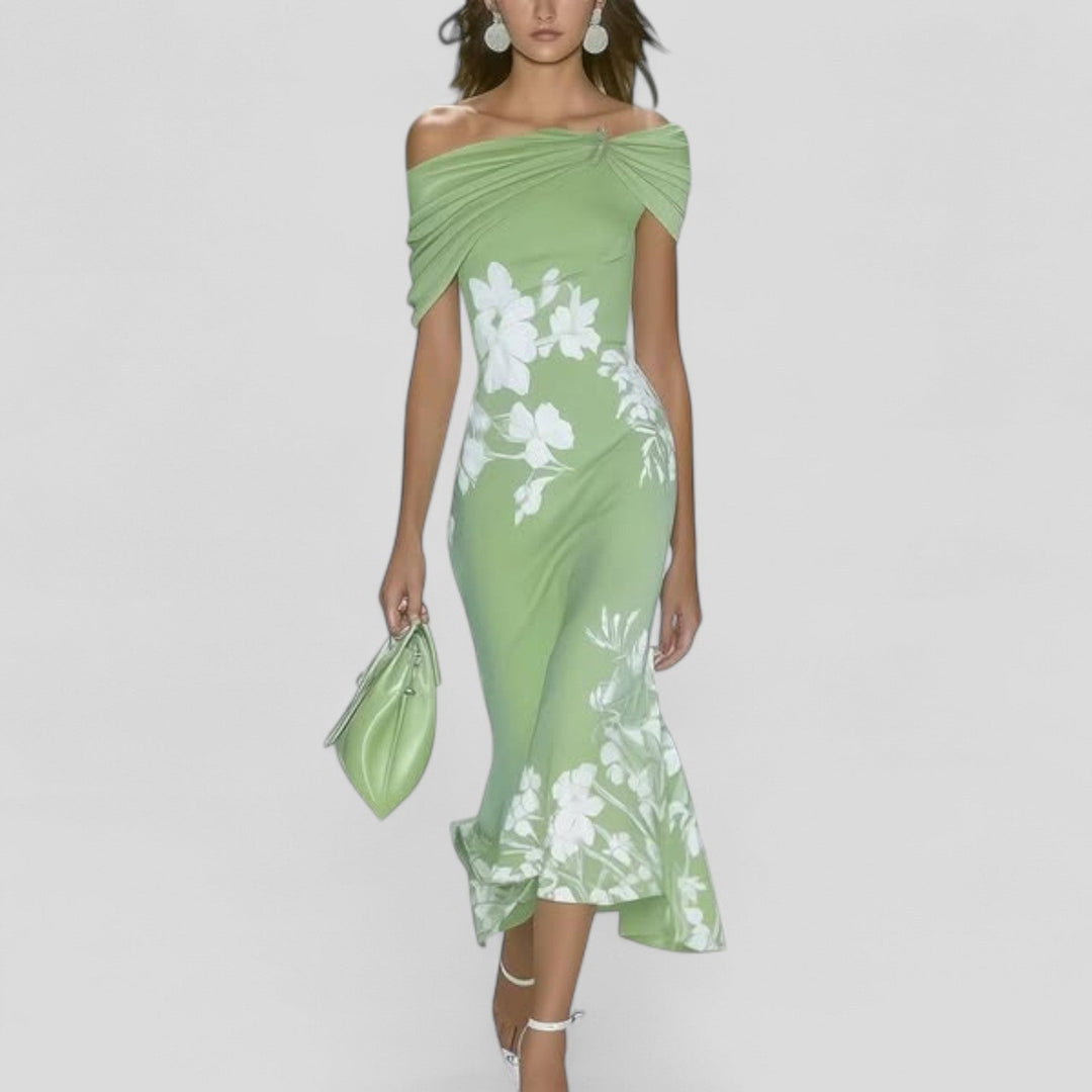 Vesperine | Women's Floral Off-Shoulder Midi Dress - Image 1