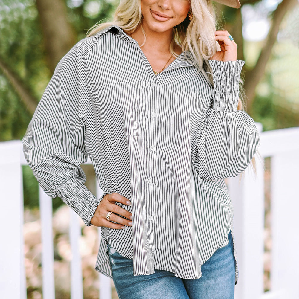 Viatrix | Women's Striped Oversized Button Down Shirt Long Sleeve - Image 2