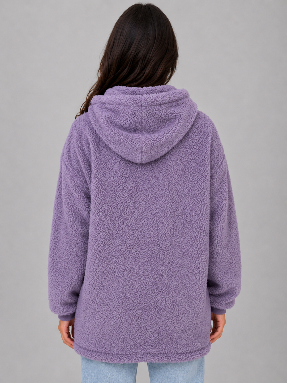 Vrenith | Women's Teddy Fleece Zip-Up Hoodie Jacket - Lilac - Image 2