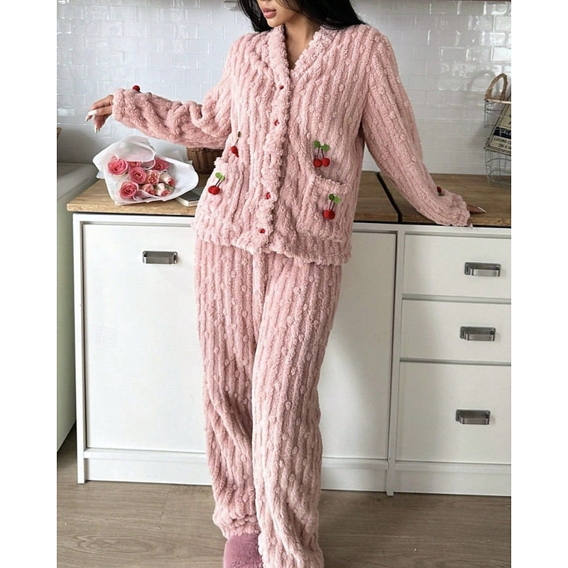 Wrenova | Women's Knit Lounge Set Two-Piece - Pink - Image 1