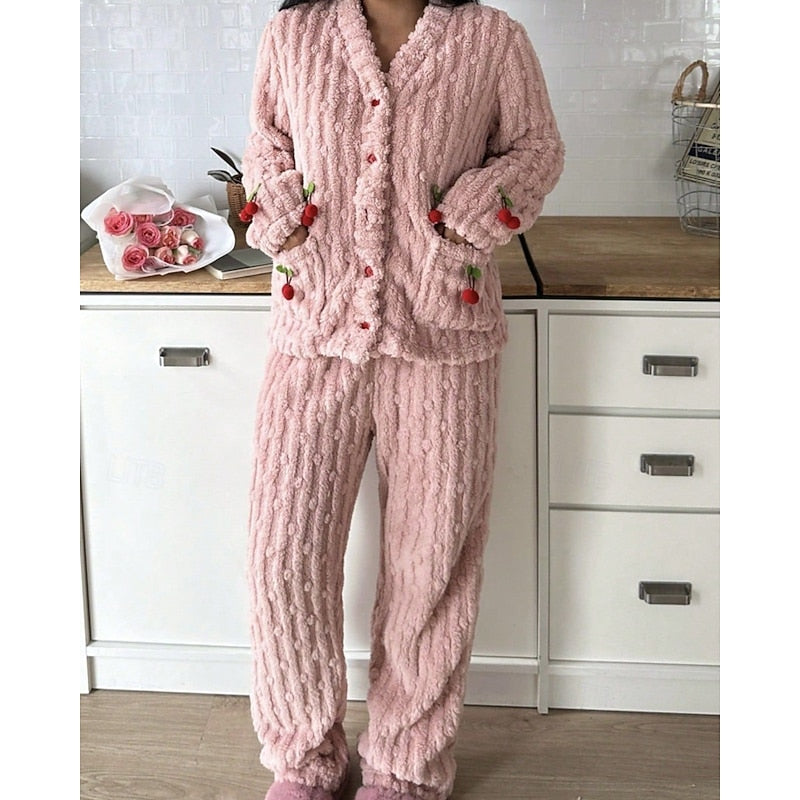 Wrenova | Women's Knit Lounge Set Two-Piece - Pink - Image 2