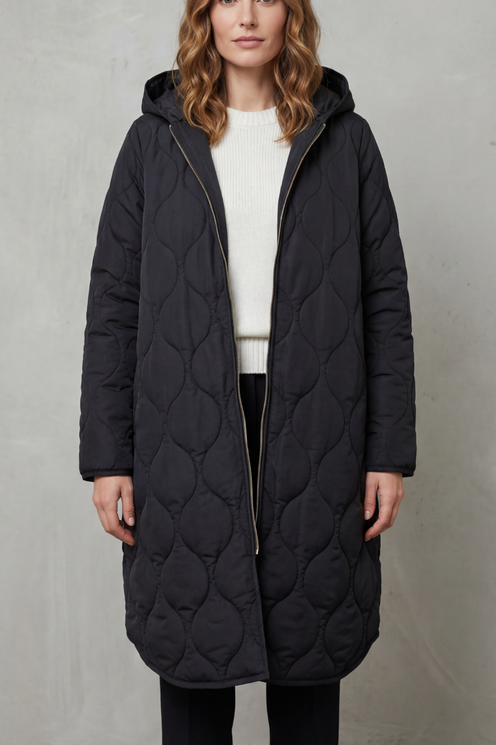 Wrenova | Women's Quilted Longline Winter Coat - Black - Image 1