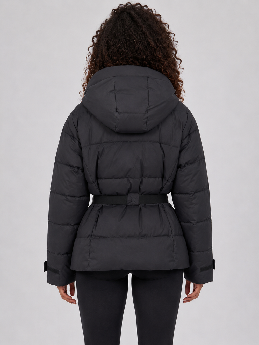 Wrensby | Women's Belted Hooded Puffer Jacket - Dark Grey - Image 2